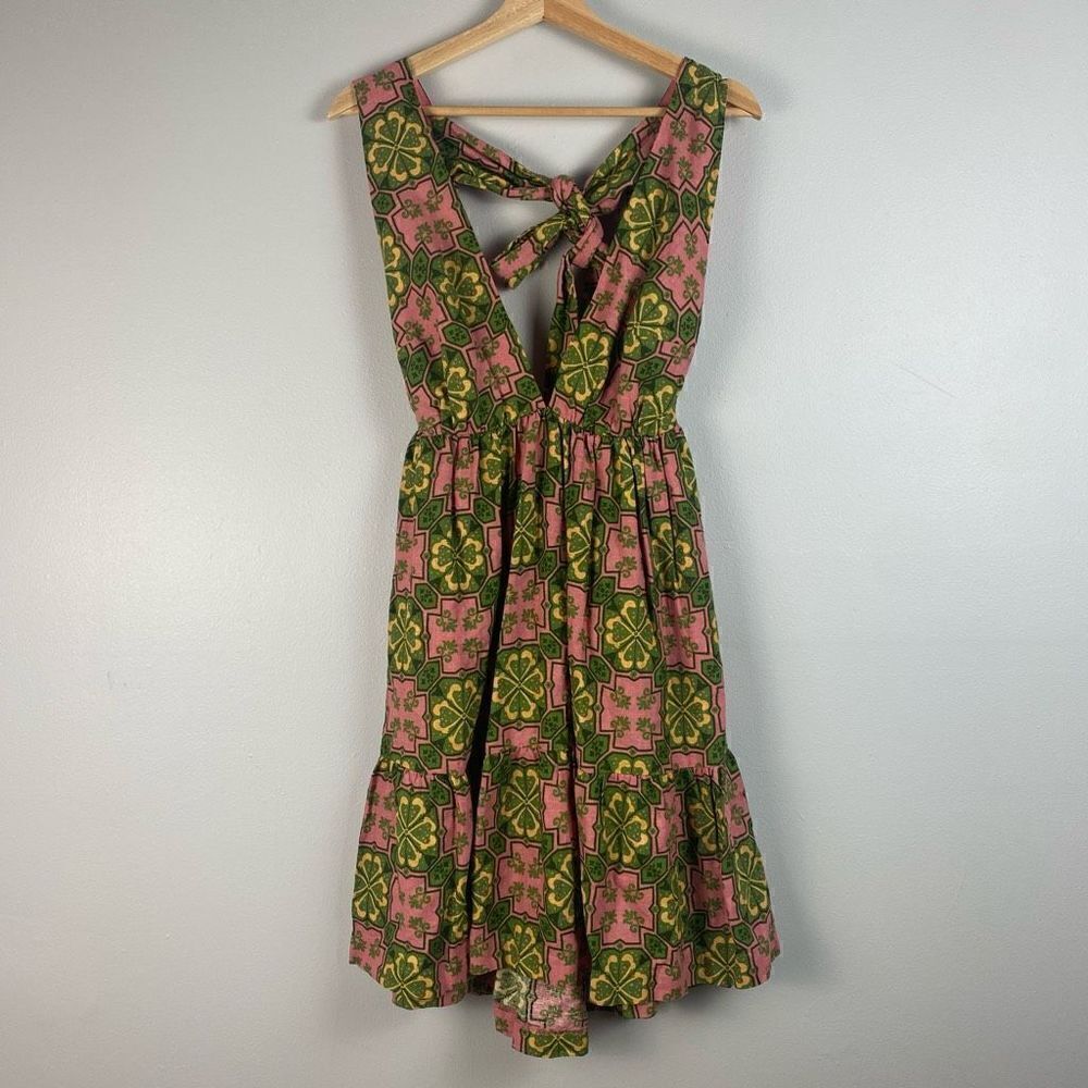 Women’s Pink & Green Floral Tie-Back Sundress